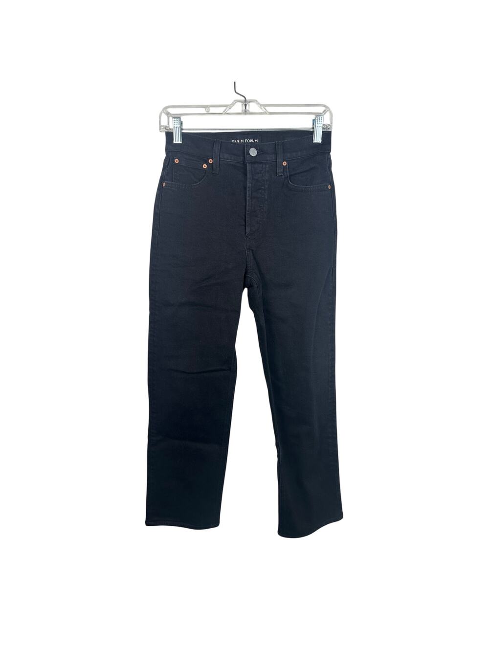 Denim Forum Arlo Straight Jeans Womens 26 Black Excellent High Rise Ankle